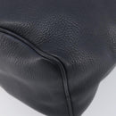 LOEWE Anagram Shoulder Bag Leather Navy Gold Auth 211867A-15