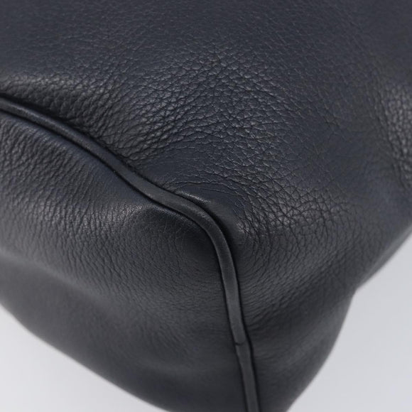LOEWE Anagram Shoulder Bag Leather Navy Gold Auth 211867A