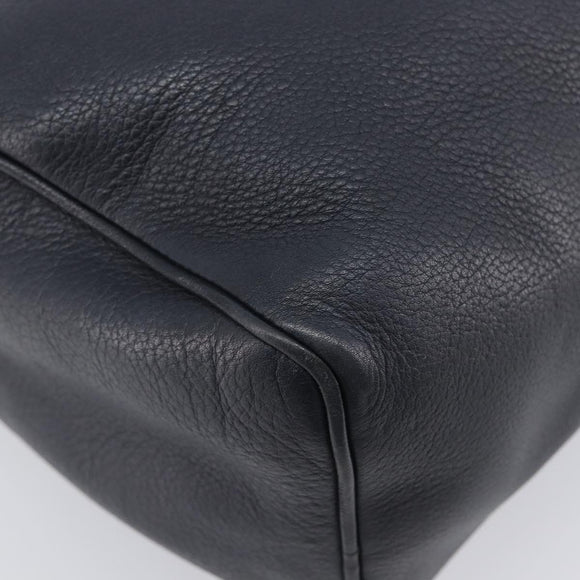 LOEWE Anagram Shoulder Bag Leather Navy Gold Auth 211867A