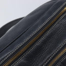 LOEWE Anagram Shoulder Bag Leather Navy Gold Auth 211867A-10