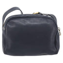 LOEWE Anagram Shoulder Bag Leather Navy Gold Auth 211867A-2