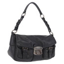 PRADA Shoulder Bag Leather Black Silver Auth 211869SAV-1