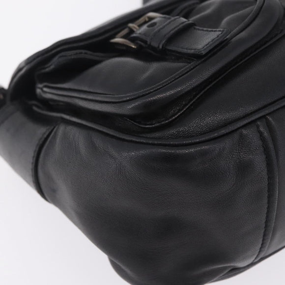 PRADA Shoulder Bag Leather Black Silver Auth 211869SAV