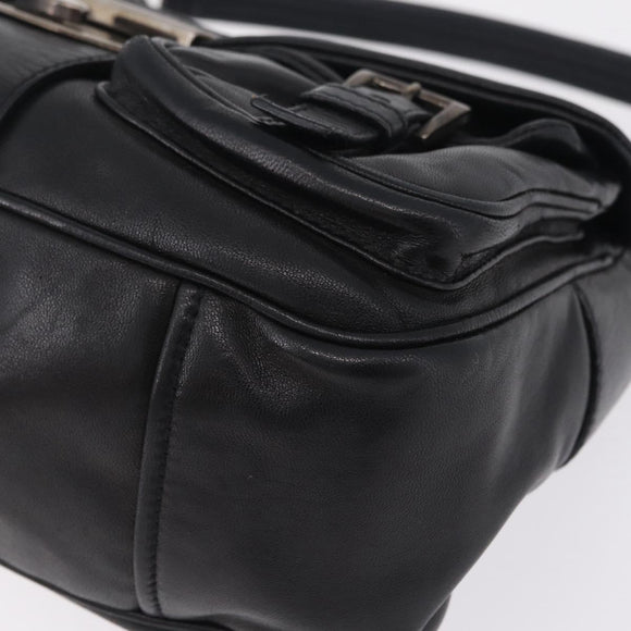 PRADA Shoulder Bag Leather Black Silver Auth 211869SAV