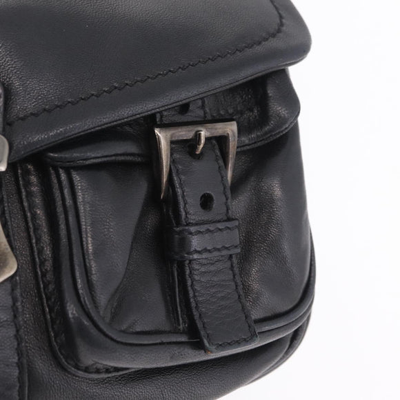 PRADA Shoulder Bag Leather Black Silver Auth 211869SAV