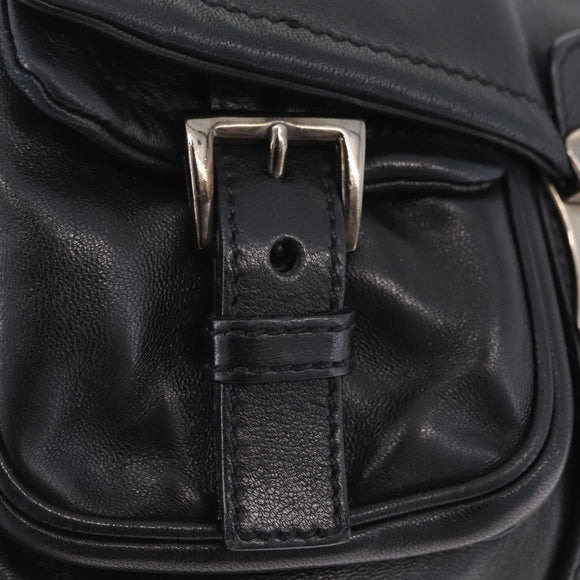 PRADA Shoulder Bag Leather Black Silver Auth 211869SAV
