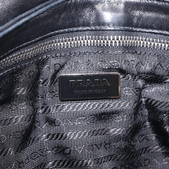 PRADA Shoulder Bag Leather Black Silver Auth 211869SAV
