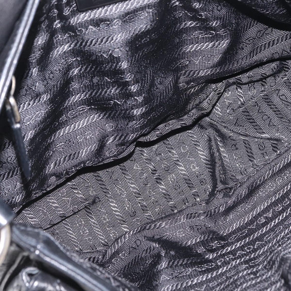 PRADA Shoulder Bag Leather Black Silver Auth 211869SAV
