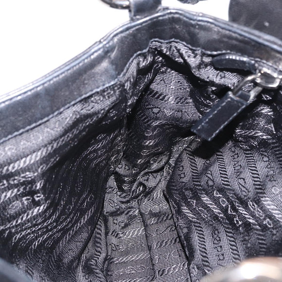 PRADA Shoulder Bag Leather Black Silver Auth 211869SAV