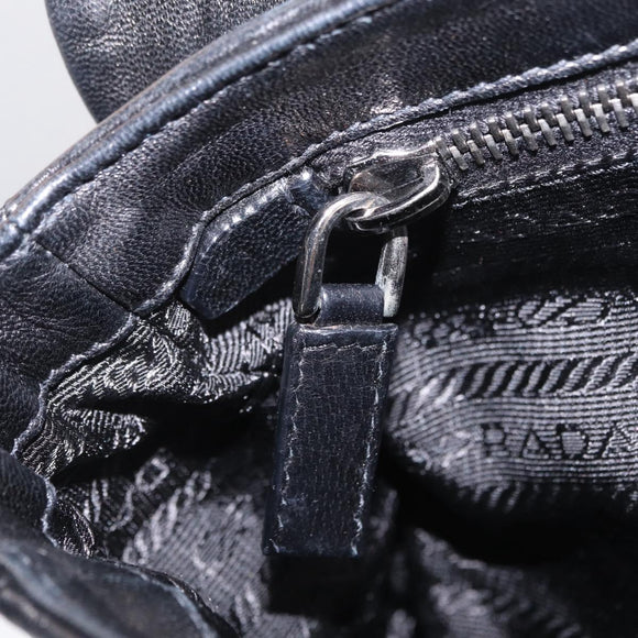 PRADA Shoulder Bag Leather Black Silver Auth 211869SAV