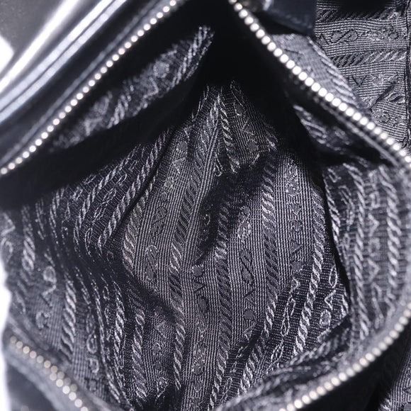 PRADA Shoulder Bag Leather Black Silver Auth 211869SAV