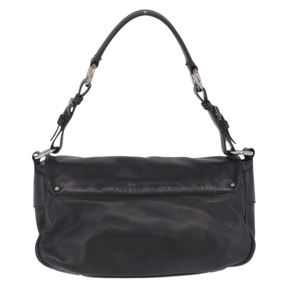 PRADA Shoulder Bag Leather Black Silver Auth 211869SAV