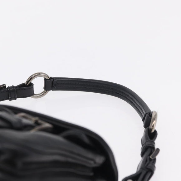 PRADA Shoulder Bag Leather Black Silver Auth 211869SAV