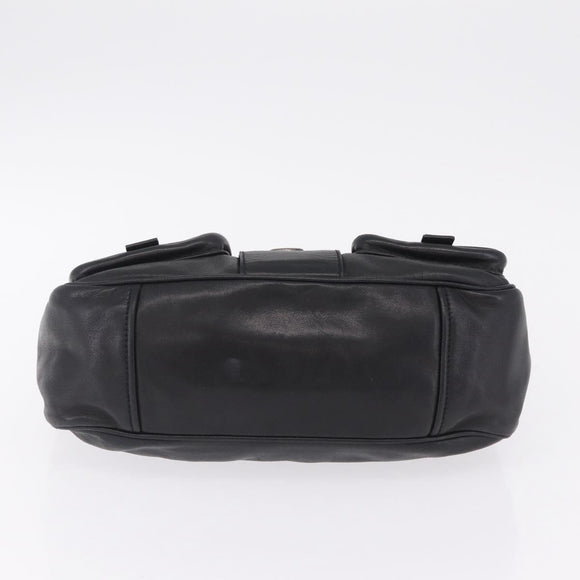 PRADA Shoulder Bag Leather Black Silver Auth 211869SAV