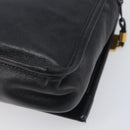 LOEWE Anagram Clutch Bag Leather Black Gold Auth 211871A-10