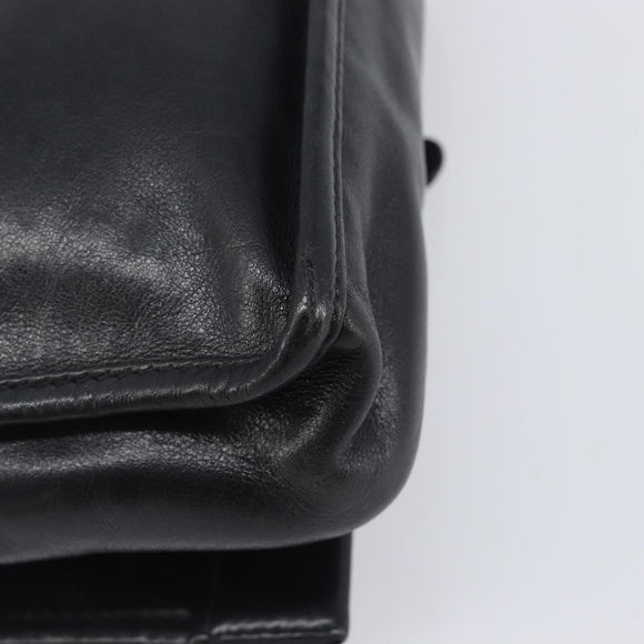 LOEWE Anagram Clutch Bag Leather Black Gold Auth 211871A
