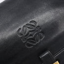 LOEWE Anagram Clutch Bag Leather Black Gold Auth 211871A-12
