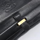 LOEWE Anagram Clutch Bag Leather Black Gold Auth 211871A-13