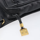 LOEWE Anagram Clutch Bag Leather Black Gold Auth 211871A-18