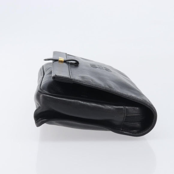 LOEWE Anagram Clutch Bag Leather Black Gold Auth 211871A