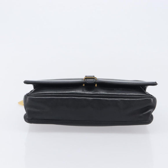 LOEWE Anagram Clutch Bag Leather Black Gold Auth 211871A