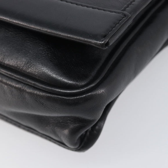 LOEWE Anagram Clutch Bag Leather Black Gold Auth 211871A