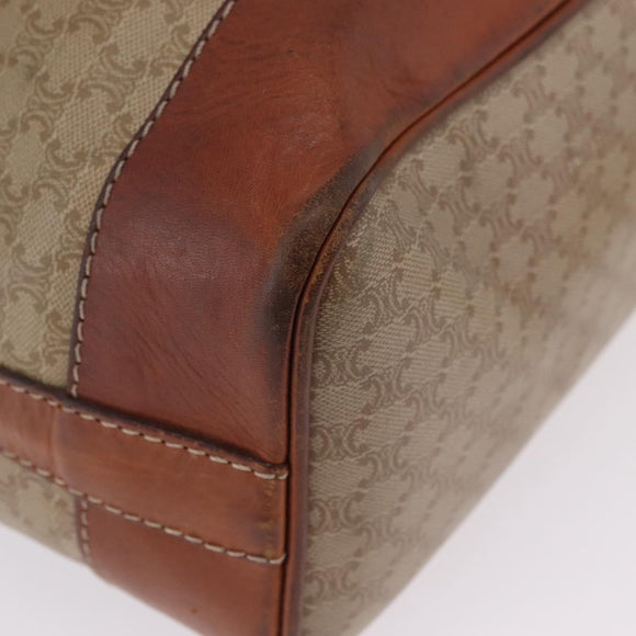 CELINE Macadam Canvas Shoulder Bag PVC Beige Gold Auth 211872
