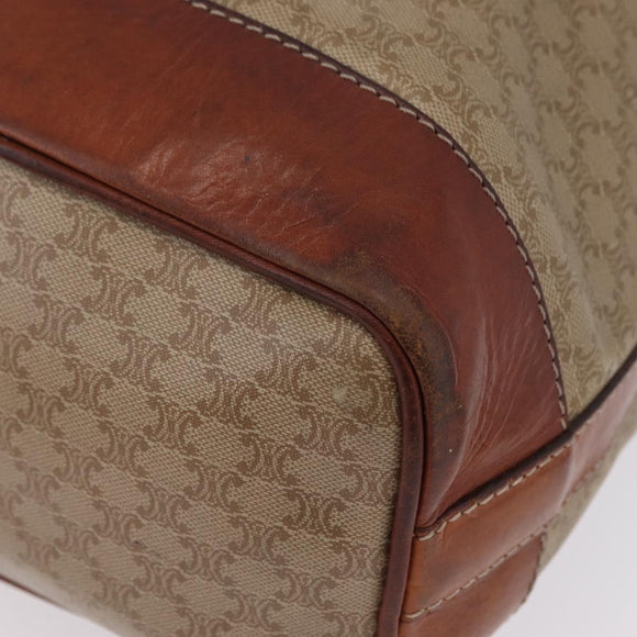CELINE Macadam Canvas Shoulder Bag PVC Beige Gold Auth 211872