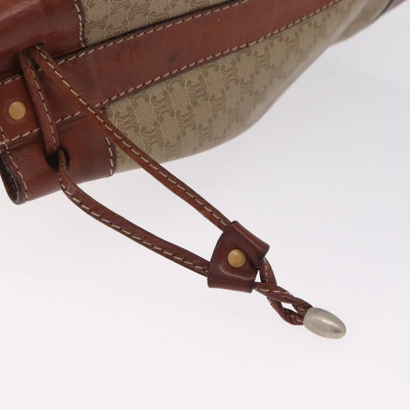 CELINE Macadam Canvas Shoulder Bag PVC Beige Gold Auth 211872
