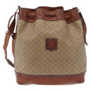CELINE Macadam Canvas Shoulder Bag PVC Beige Gold Auth 211872-2