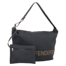 FENDI Shoulder Bag Canvas Black Silver 26587 Auth 211875-1