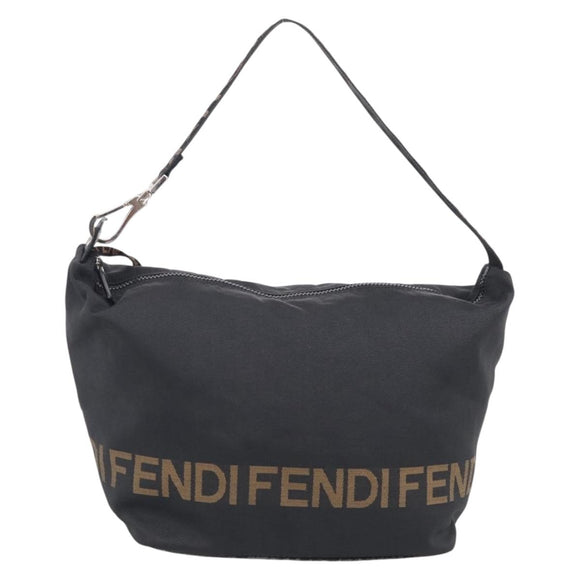 FENDI Shoulder Bag Canvas Black Silver 26587 Auth 211875