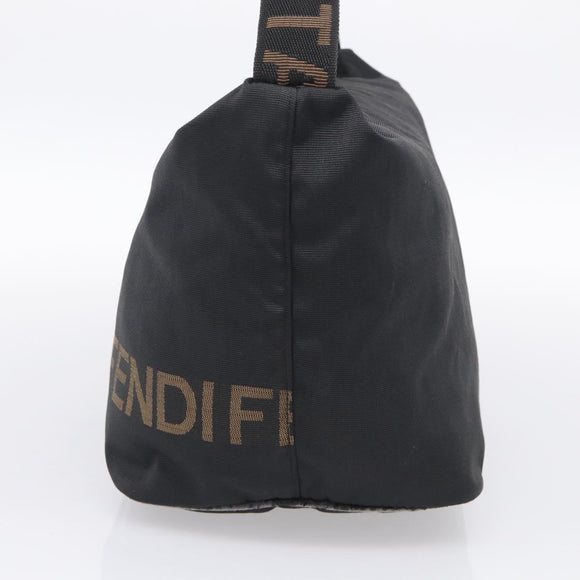 FENDI Shoulder Bag Canvas Black Silver 26587 Auth 211875