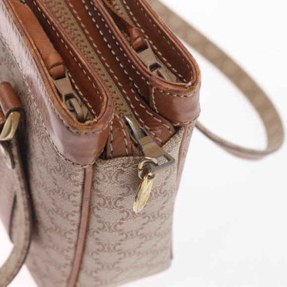 CELINE Macadam Canvas Tote Bag PVC Beige Gold Auth 211877