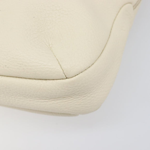 Salvatore Ferragamo Gancini Shoulder Bag Leather Ivory Silver Auth 211880A