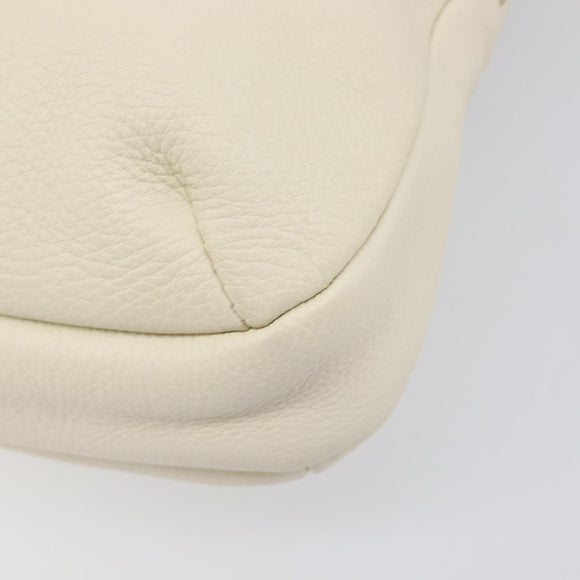 Salvatore Ferragamo Gancini Shoulder Bag Leather Ivory Silver Auth 211880A