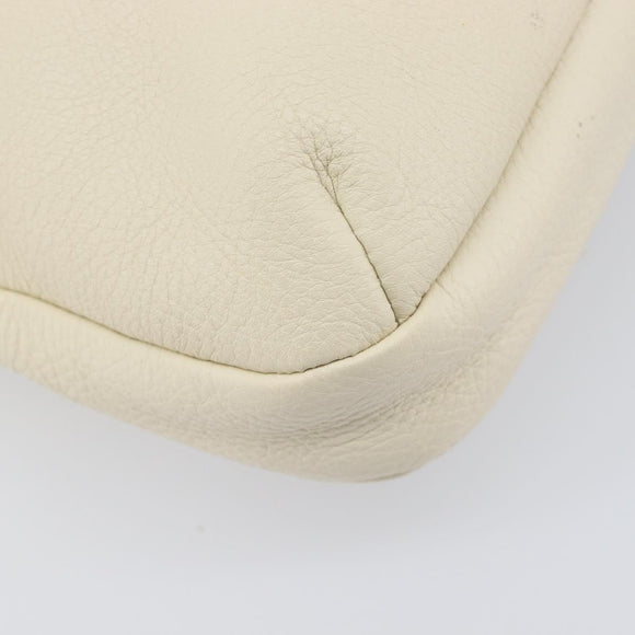 Salvatore Ferragamo Gancini Shoulder Bag Leather Ivory Silver Auth 211880A