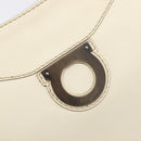 Salvatore Ferragamo Gancini Shoulder Bag Leather Ivory Silver Auth 211880A-16