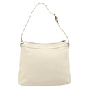 Salvatore Ferragamo Gancini Shoulder Bag Leather Ivory Silver Auth 211880A-3