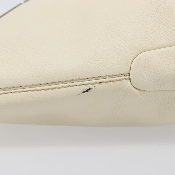 Salvatore Ferragamo Gancini Shoulder Bag Leather Ivory Silver Auth 211880A