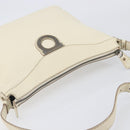 Salvatore Ferragamo Gancini Shoulder Bag Leather Ivory Silver Auth 211880A-7