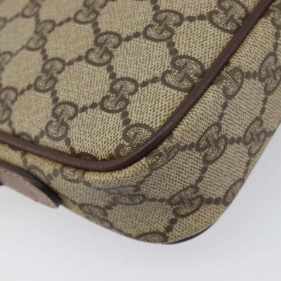 GUCCI GG Supreme Shoulder Bag PVC Beige Gold Auth 211882