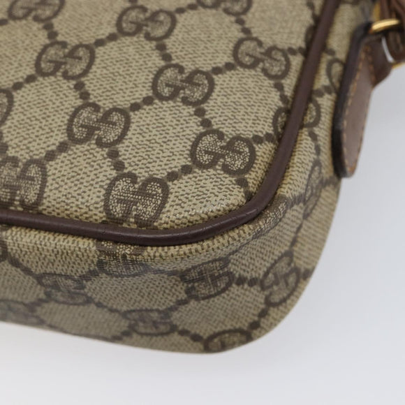 GUCCI GG Supreme Shoulder Bag PVC Beige Gold Auth 211882