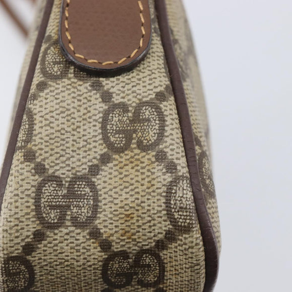 GUCCI GG Supreme Shoulder Bag PVC Beige Gold Auth 211882