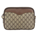 GUCCI GG Supreme Shoulder Bag PVC Beige Gold Auth 211882-2