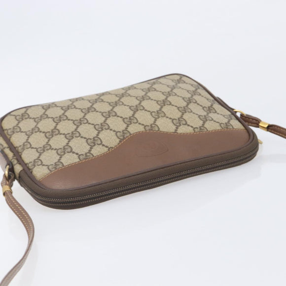 GUCCI GG Supreme Shoulder Bag PVC Beige Gold Auth 211882