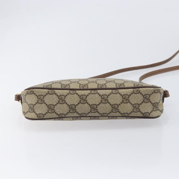 GUCCI GG Supreme Shoulder Bag PVC Beige Gold Auth 211882