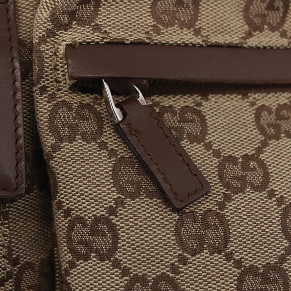 GUCCI GG Canvas Waist Bag Beige Silver 28566 Auth 211883