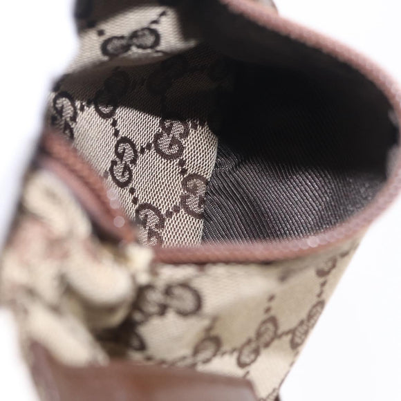 GUCCI GG Canvas Waist Bag Beige Silver 28566 Auth 211883