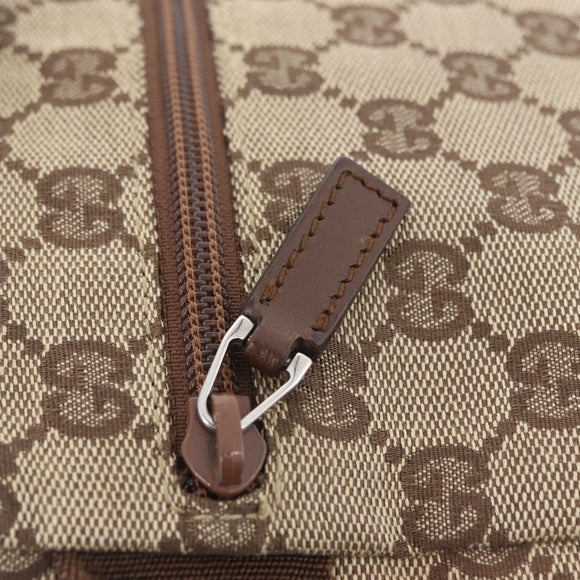 GUCCI GG Canvas Waist Bag Beige Silver 28566 Auth 211883